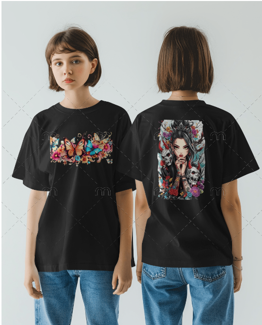 Anime Ghost Girl Back Printed T-shirt