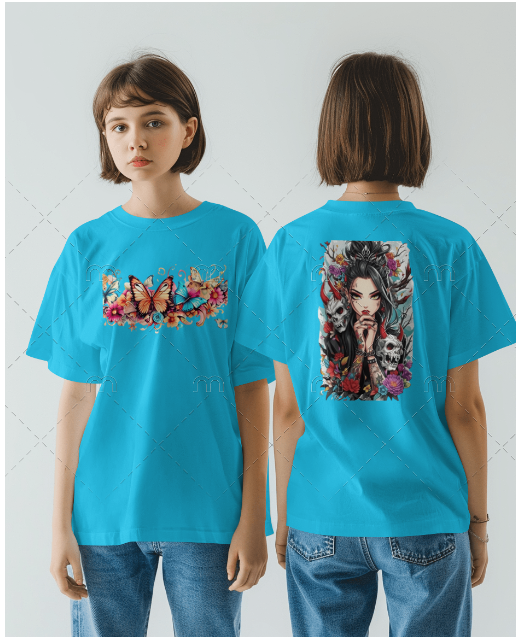 Anime Ghost Girl Back Printed T-shirt