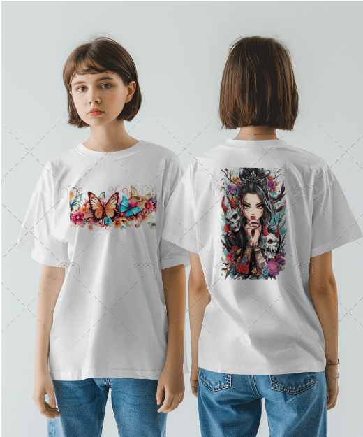 Anime Ghost Girl Back Printed T-shirt