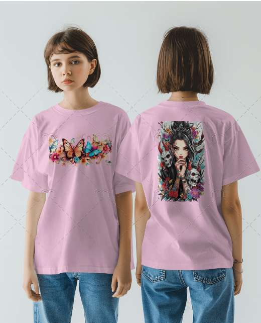 Anime Ghost Girl Back Printed T-shirt