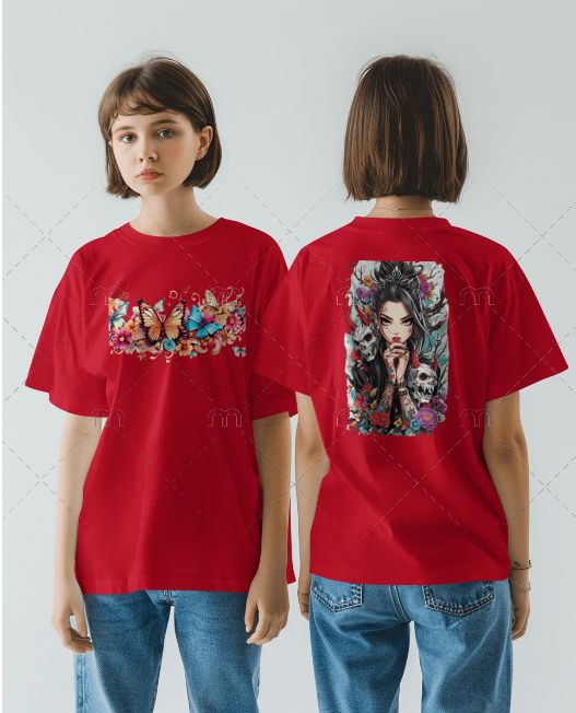 Anime Ghost Girl Back Printed T-shirt