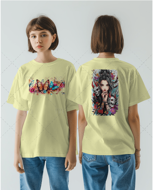 Anime Ghost Girl Back Printed T-shirt