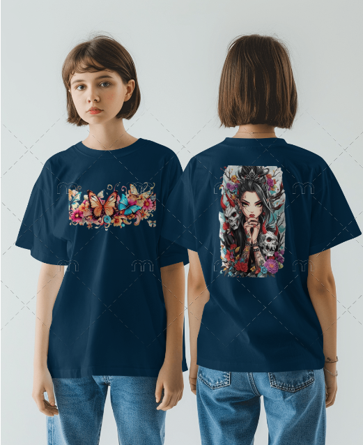 Anime Ghost Girl Back Printed T-shirt